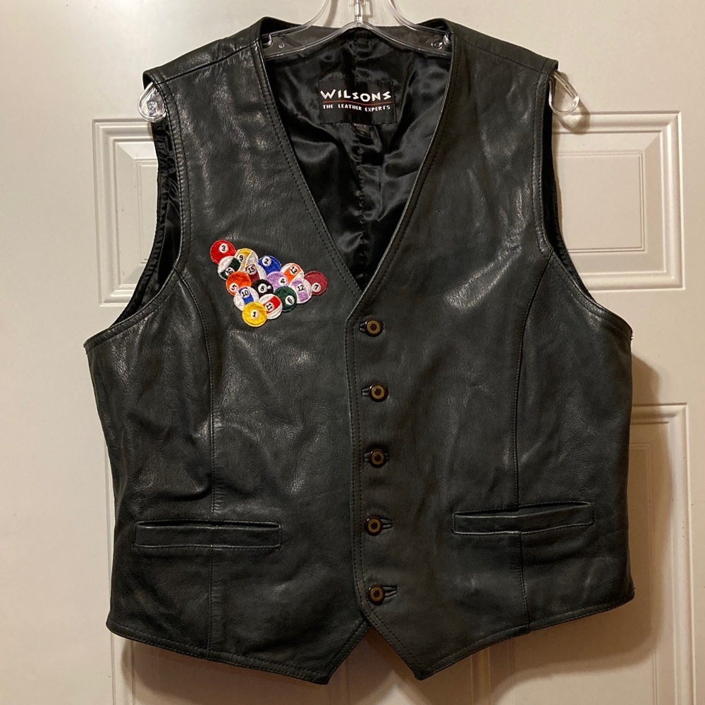 Wilson's Leather‎ Black Vest with Pool Ball Design XL